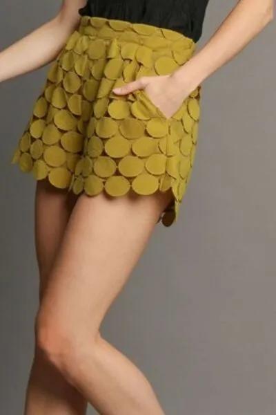Flirty Chartreuse Polka Dot Lace Shorts for Stylish Women
