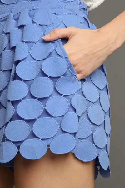 Flirty Blue-purple Polka Dot Lace Shorts for Stylish Women