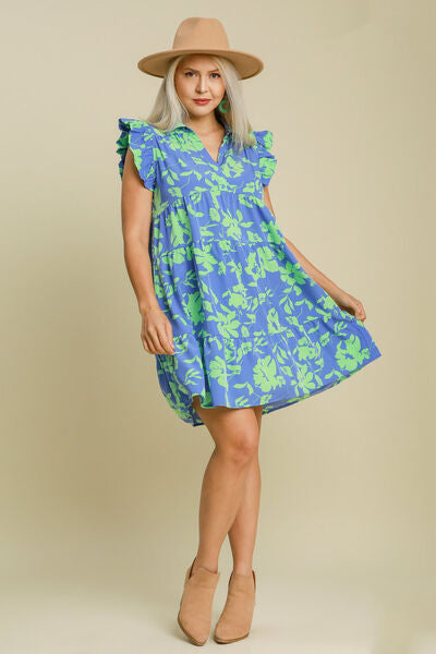 Floral Print Ruffle Cap Sleeve Tiered Dress Trendsi