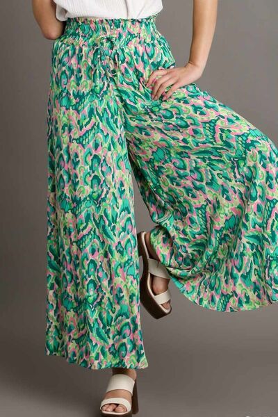 Mixed Print High Waist Wide Leg Pants Trendsi