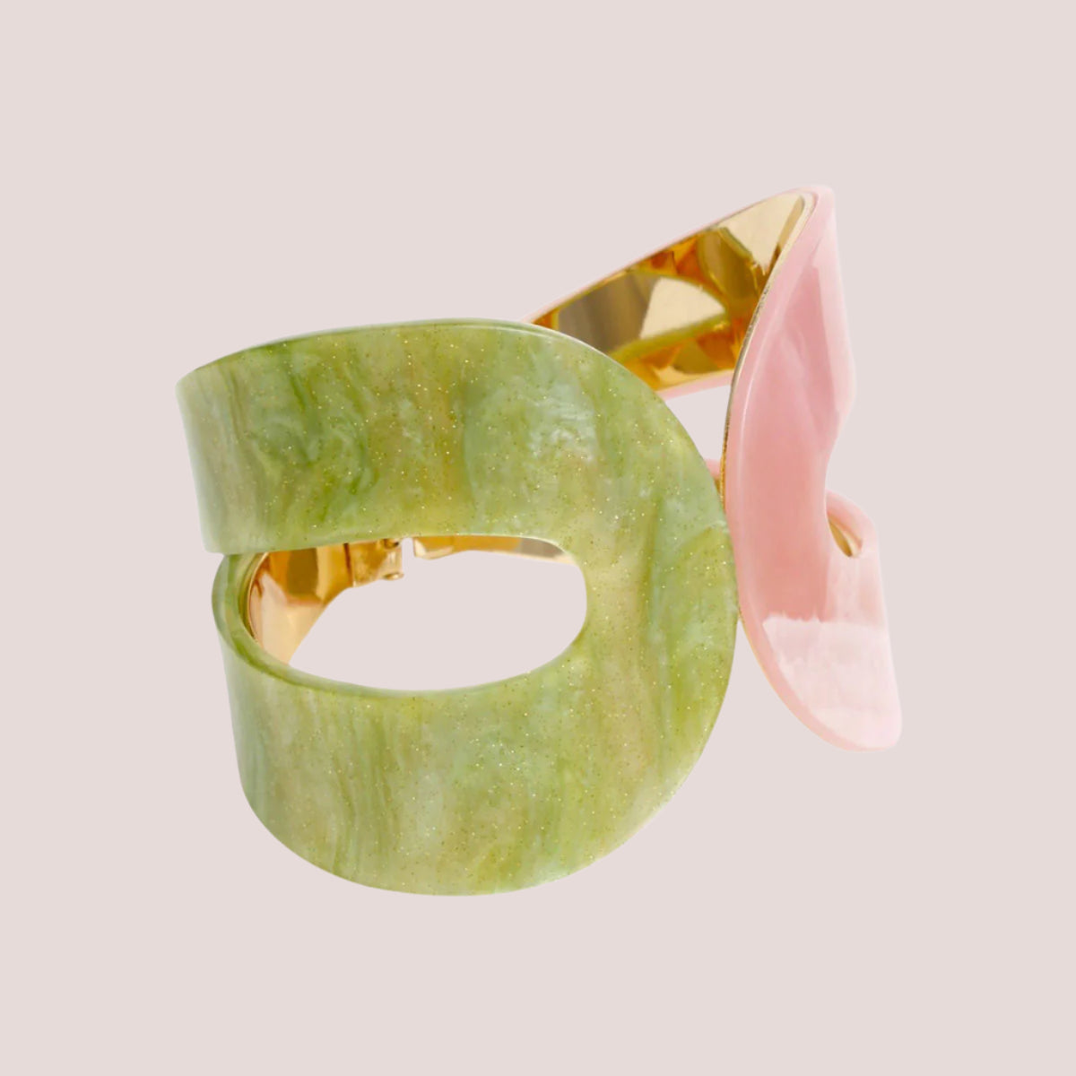 Statement Cuff Bracelet – Green and Pink Acrylic Jewelry for Women Pinktown