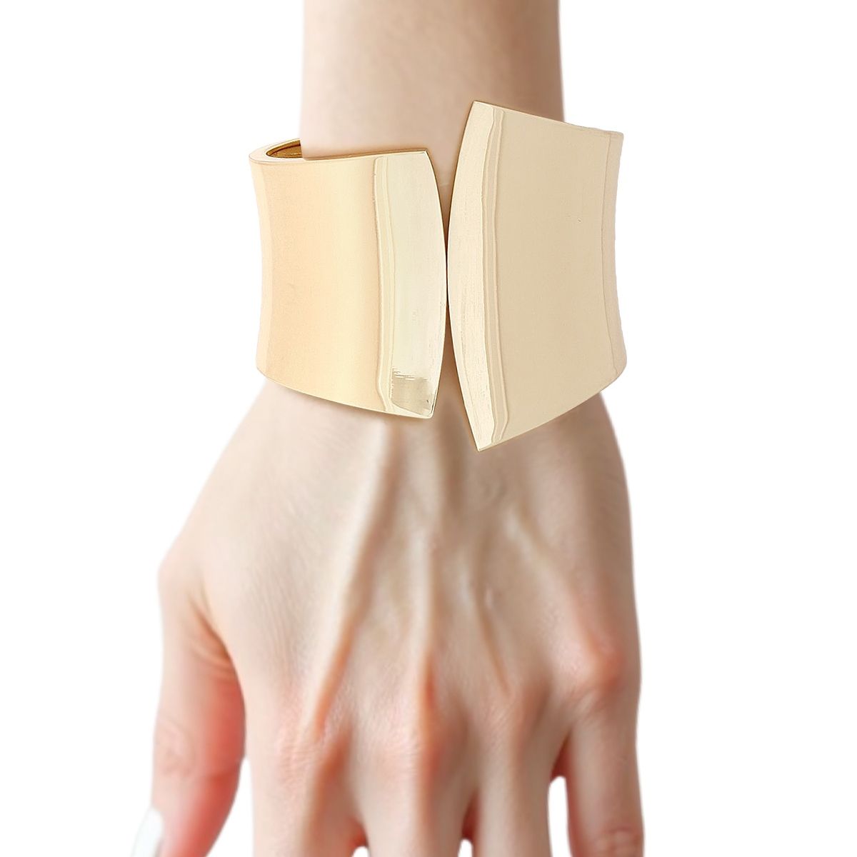 Gold Tone Geometric Pointed Cuff Bracelet – Contemporary Sculptural Metal Statement Pinktown