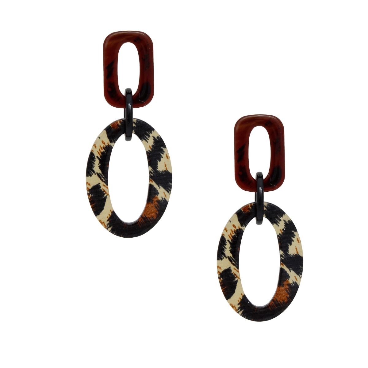 Marbled Leopard Acrylic Link Drop Earrings