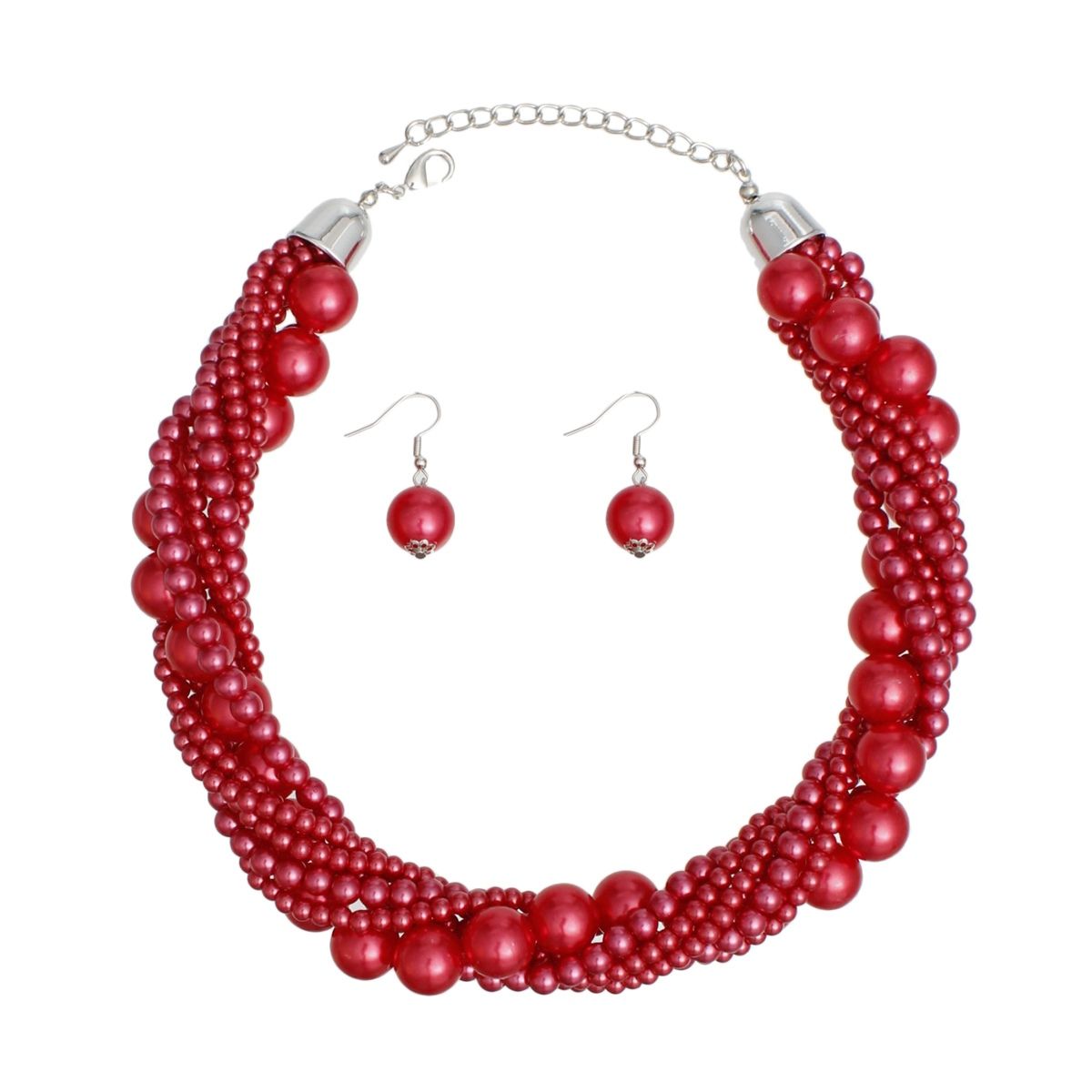 Shop Red Pearl Twisted Choker Set | Seven Strand Necklace