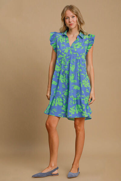 Floral Print Ruffle Cap Sleeve Tiered Dress Trendsi