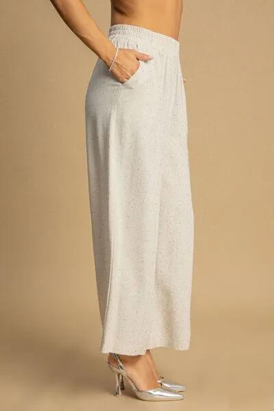 High Waisted Embellished Oatmeal Color Linen Pants for Women – Stylish Comfort Made Easy