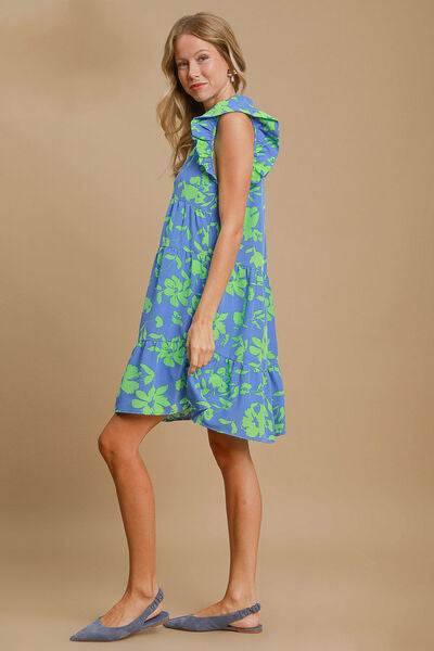 Floral Print Ruffle Cap Sleeve Tiered Dress Trendsi
