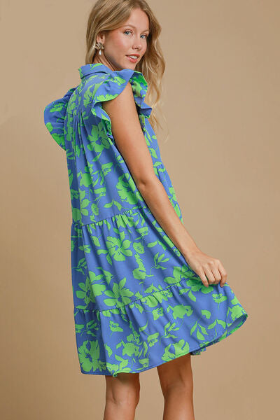 Floral Print Ruffle Cap Sleeve Tiered Dress Trendsi
