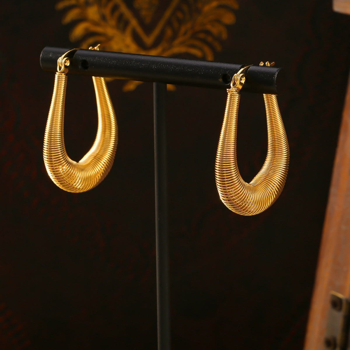 18K Gold-Plated Titanium Steel U-Shape Hoop Earrings - Gold & Silver Jewelry Bubble