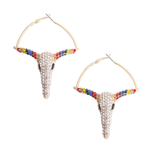 Dazzling Rainbow Rhinestone Bullock Earrings: Elevate Your Style