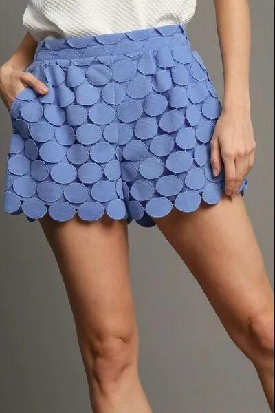 Flirty Blue-purple Polka Dot Lace Shorts for Stylish Women