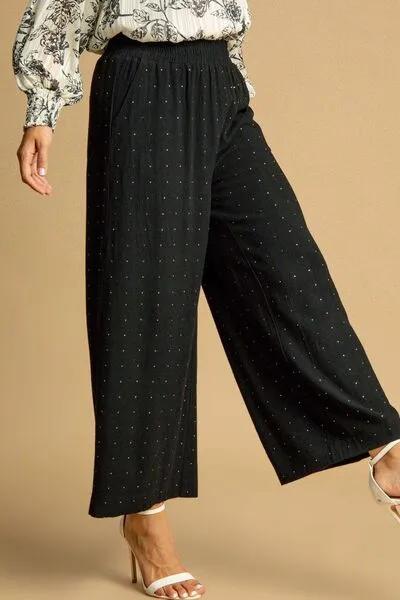 High Waisted Embellished Linen Pants