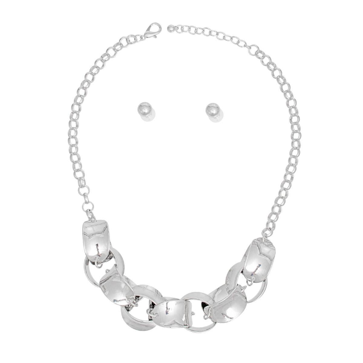 Everyday Ladies Modernist Link Chain Necklace Set