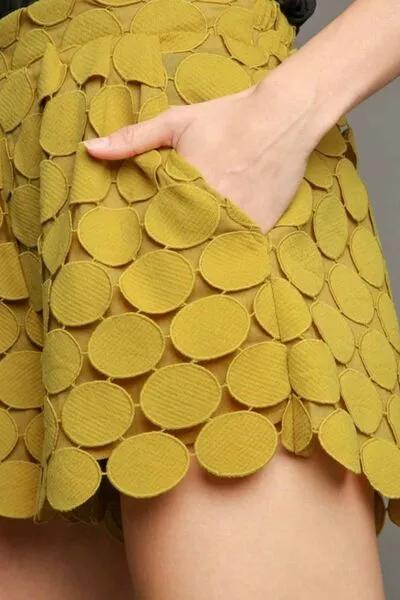 Flirty Chartreuse Polka Dot Lace Shorts for Stylish Women