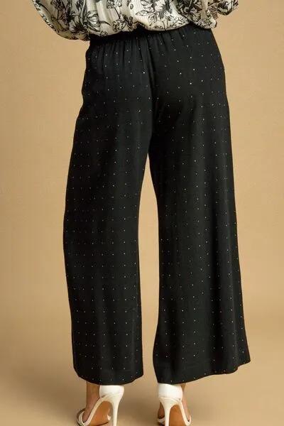 High Waisted Embellished Linen Pants