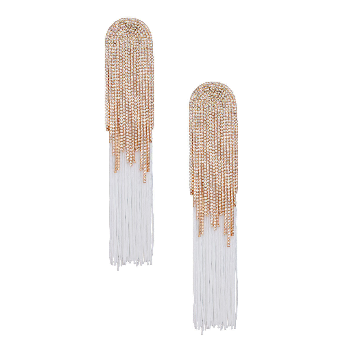 Rhinestone Tassel Earrings: Long White Dangle Fashion Jewelry Pinktown