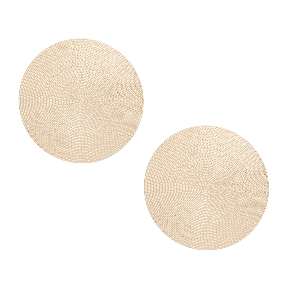 Gold Disc Stud Earrings Textured Lightweight Post Back
