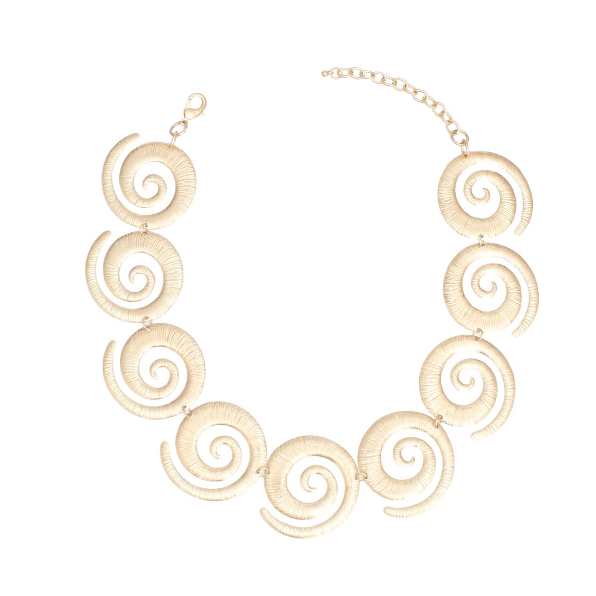 Gold Spiral Necklace Ribbed Texture Chain Link Collar | Fashion Jewelry
