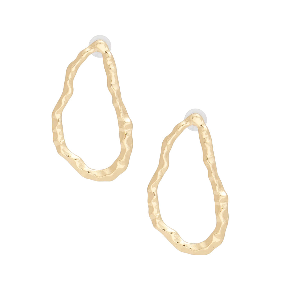 Hammered Gold Stud Earrings Irregular Shape Handcrafted Look | Fashion Jewelry
