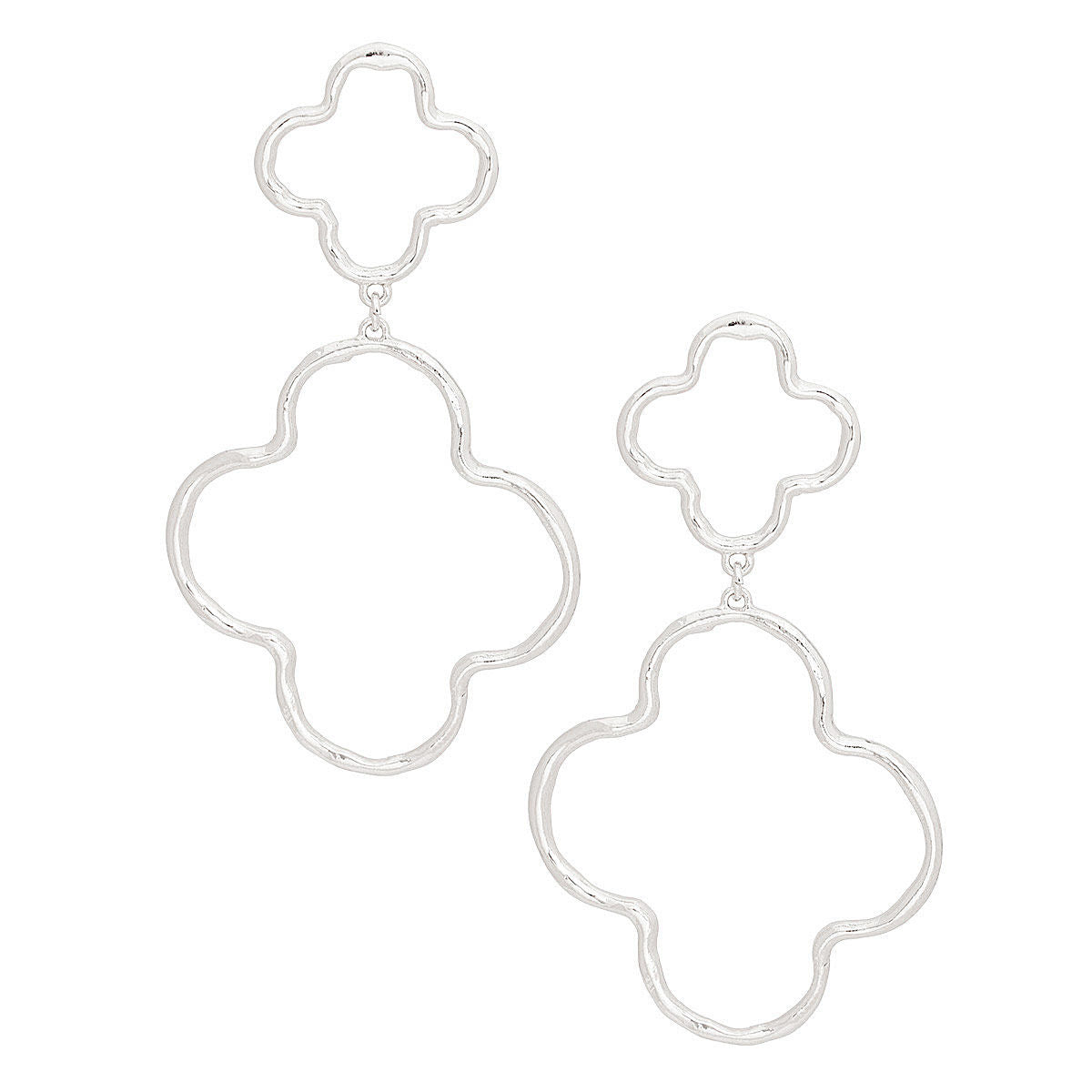 Quatrefoil Clover Dangle Earrings – Silver Statement Drop Fashion Jewelry Pinktown