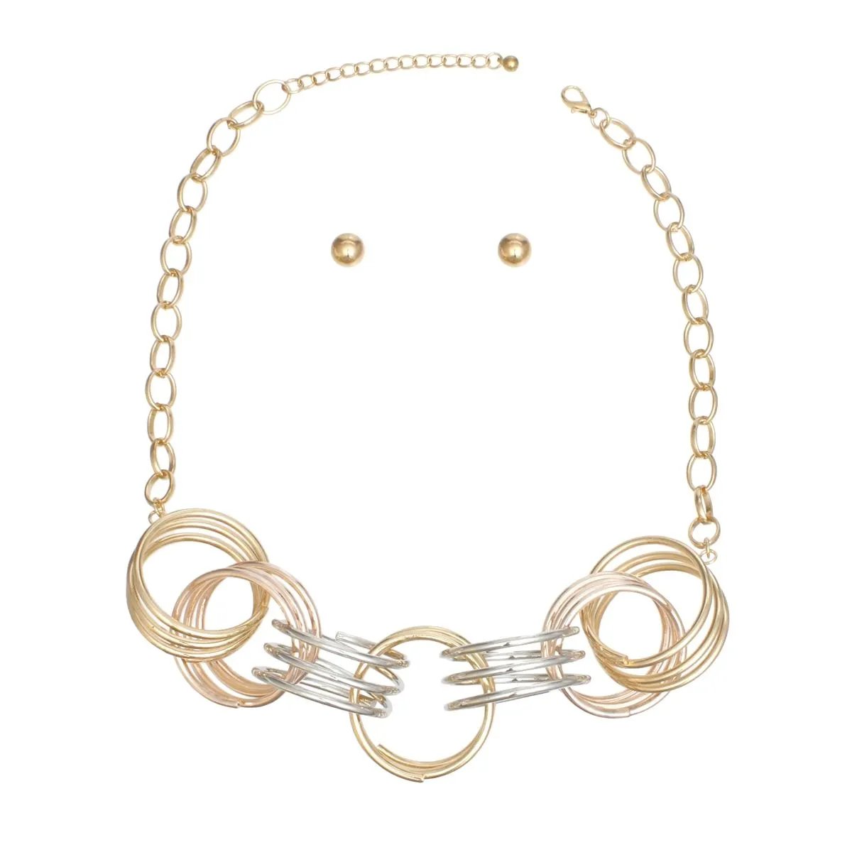 Oval Mixed Tone Link Necklace - Bold, Striking Design