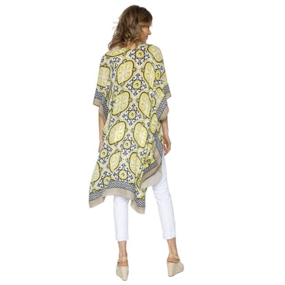 Look effortlessly stylish in Tile Print Kimono Top