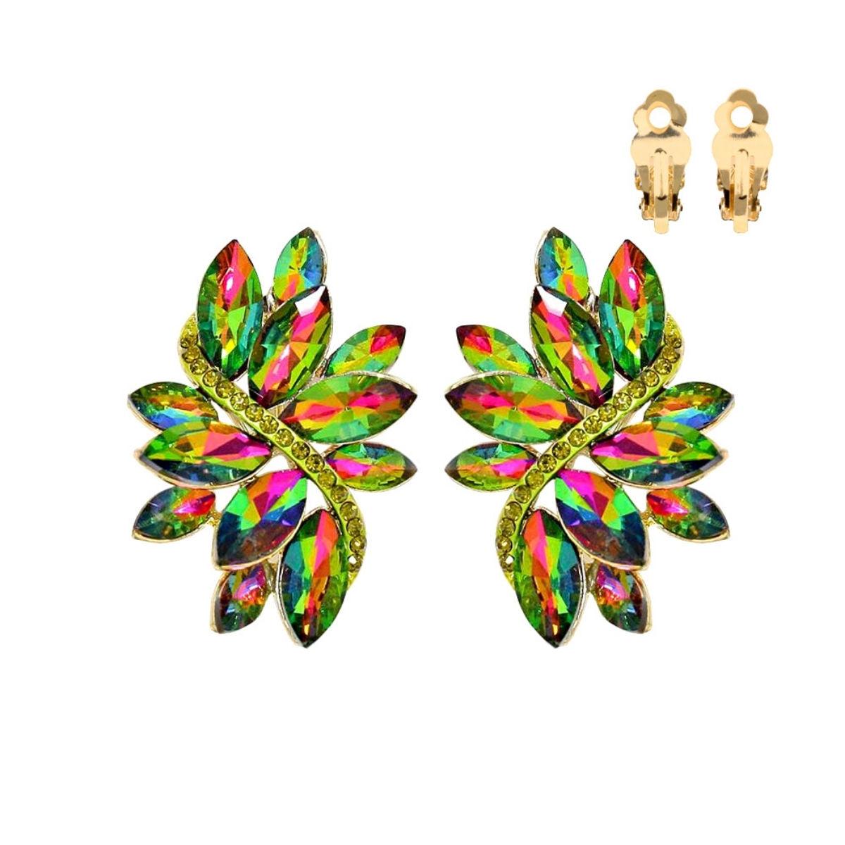 Marquise Studs: Fashionable Pink-Green Earrings for Elegant Style