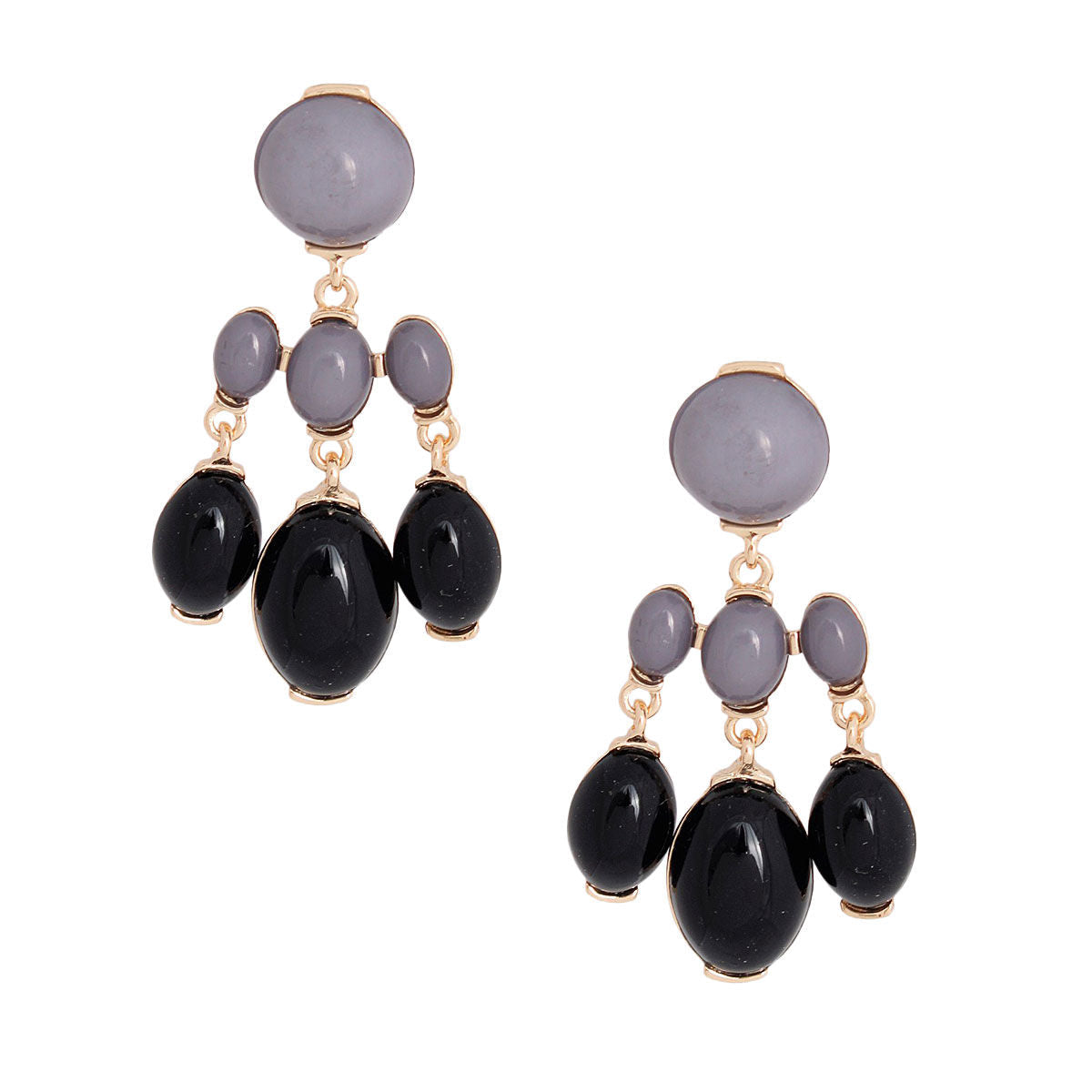 Gray Black Resin Bead Earrings | Fashion Jewelry Drop Trio