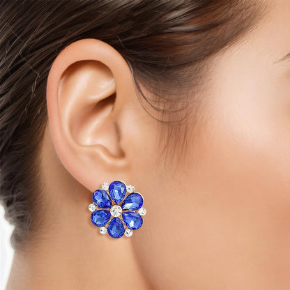 Royal Cluster Flower Stud Earrings - Fashion Jewelry