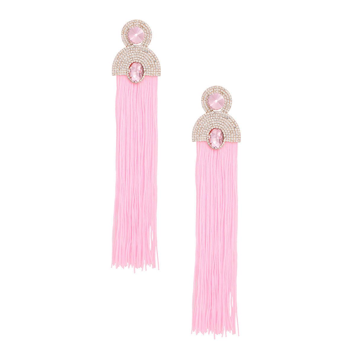 Style Staple Pink Fringe Statement Earrings for Glamour