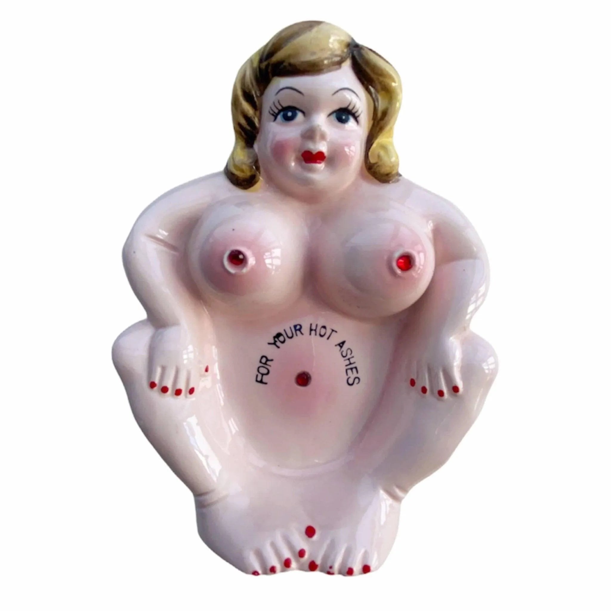 Vintage Ceramic Risqué Woman Lady Figurine Ashtray - Jewelry Bubble