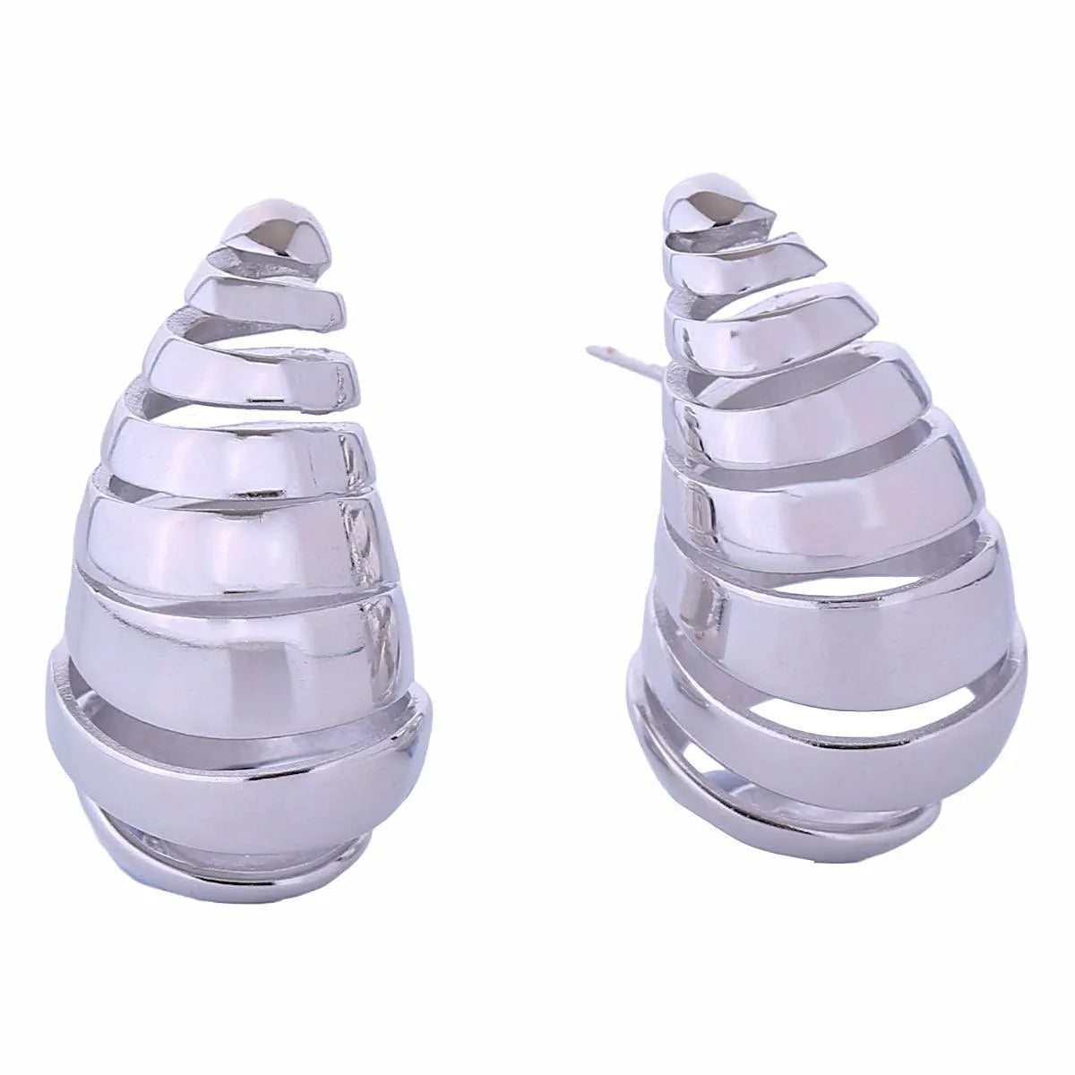 Elegant Statement: Fashion Jewelry 14K White-gold Spiral Stud Earrings Pinktown