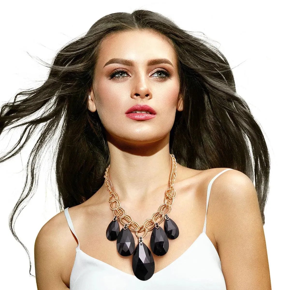 Elevate Your Style: Black and Gold Statement Necklace Set - Shop Now
