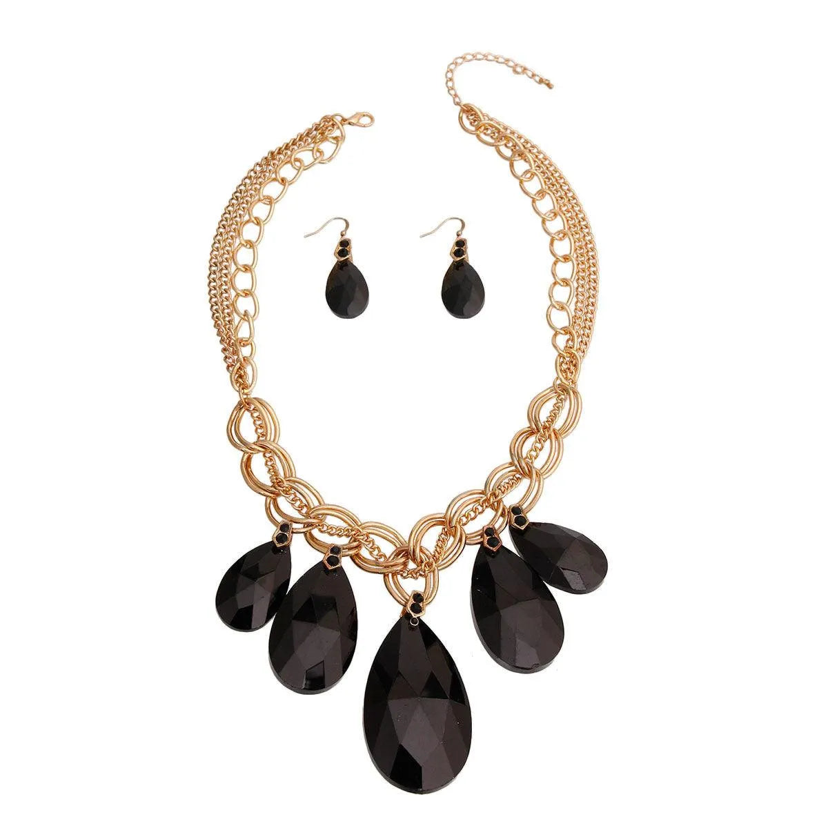 Elevate Your Style: Black and Gold Statement Necklace Set - Shop Now Pinktown