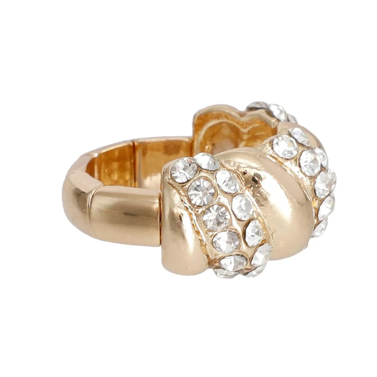 Eye-catching Gold-tone Women's Ring to Sparkle and Swirl Pinktown