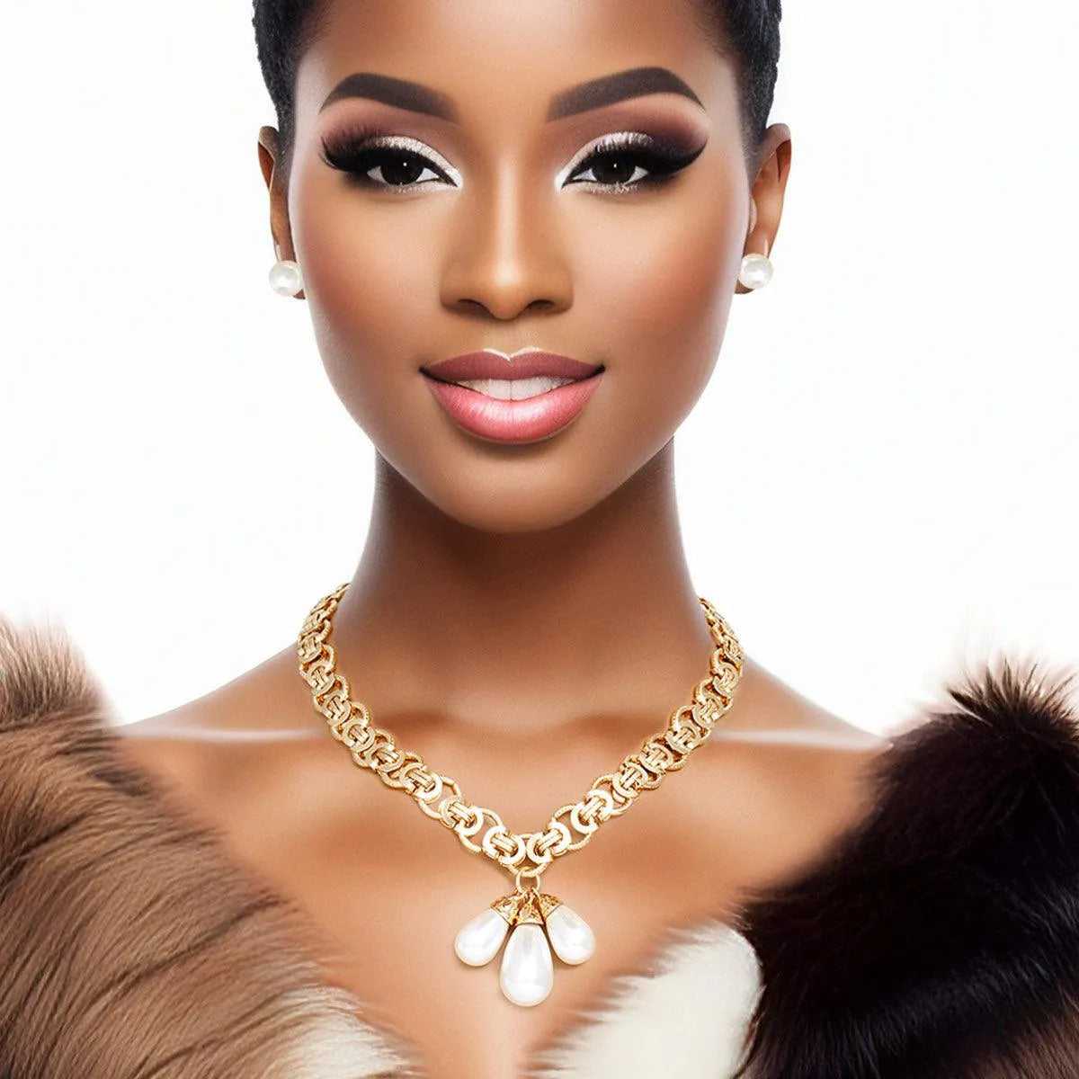 Fashion Jewelry | Elegant Creamy Pearls & Gold Chain Set: A Timeless Jewelry Accent Pinktown