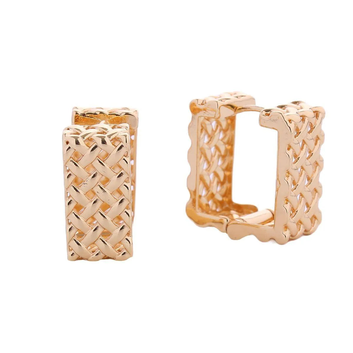 Fashion Jewelry: Gold Woven Design Earrings Make a Distinct Expression Pinktown