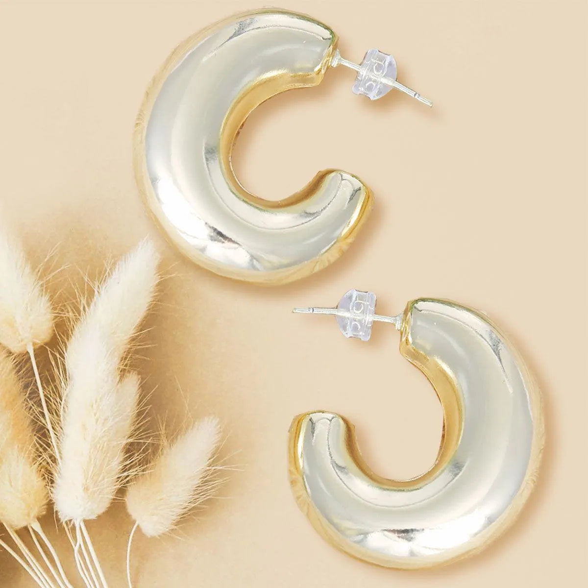 Fashion Jewelry: Shop the Best 14K Gold Puffy Open Hoop Earrings Today Pinktown