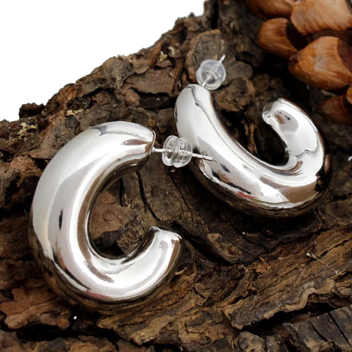 Fashion Jewelry: Shop the Best 14K White Gold Puffy Open Hoop Earrings Today Pinktown