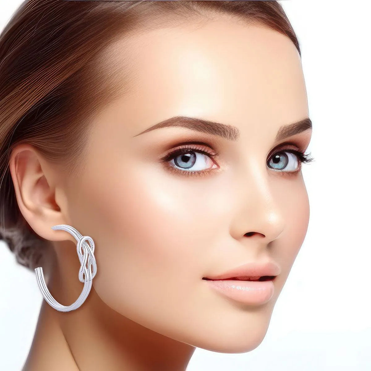 Fashion Jewelry: Women's White Gold Infinity Open Hoop Earrings: Your Style Groove Pinktown