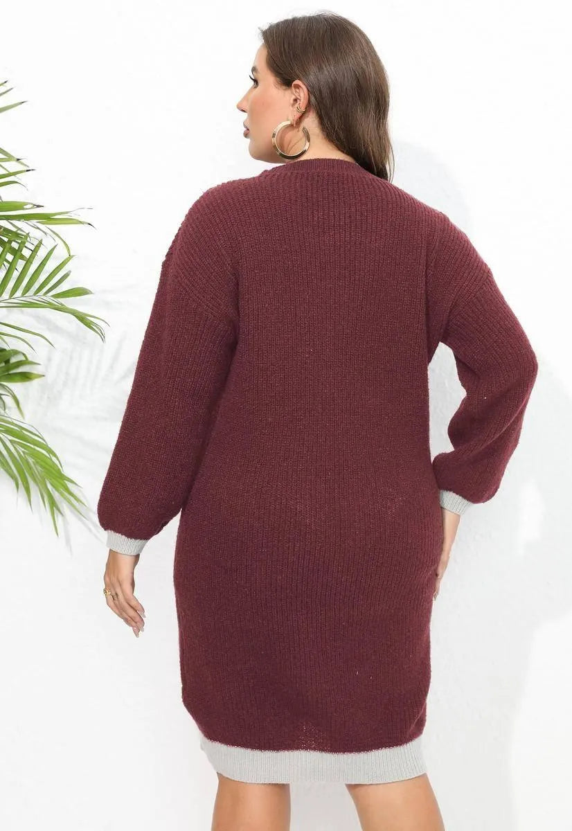 Feel confident and trendy in our Plus Size Colorblock V-neck Knit Dress! Jewelry Bubble