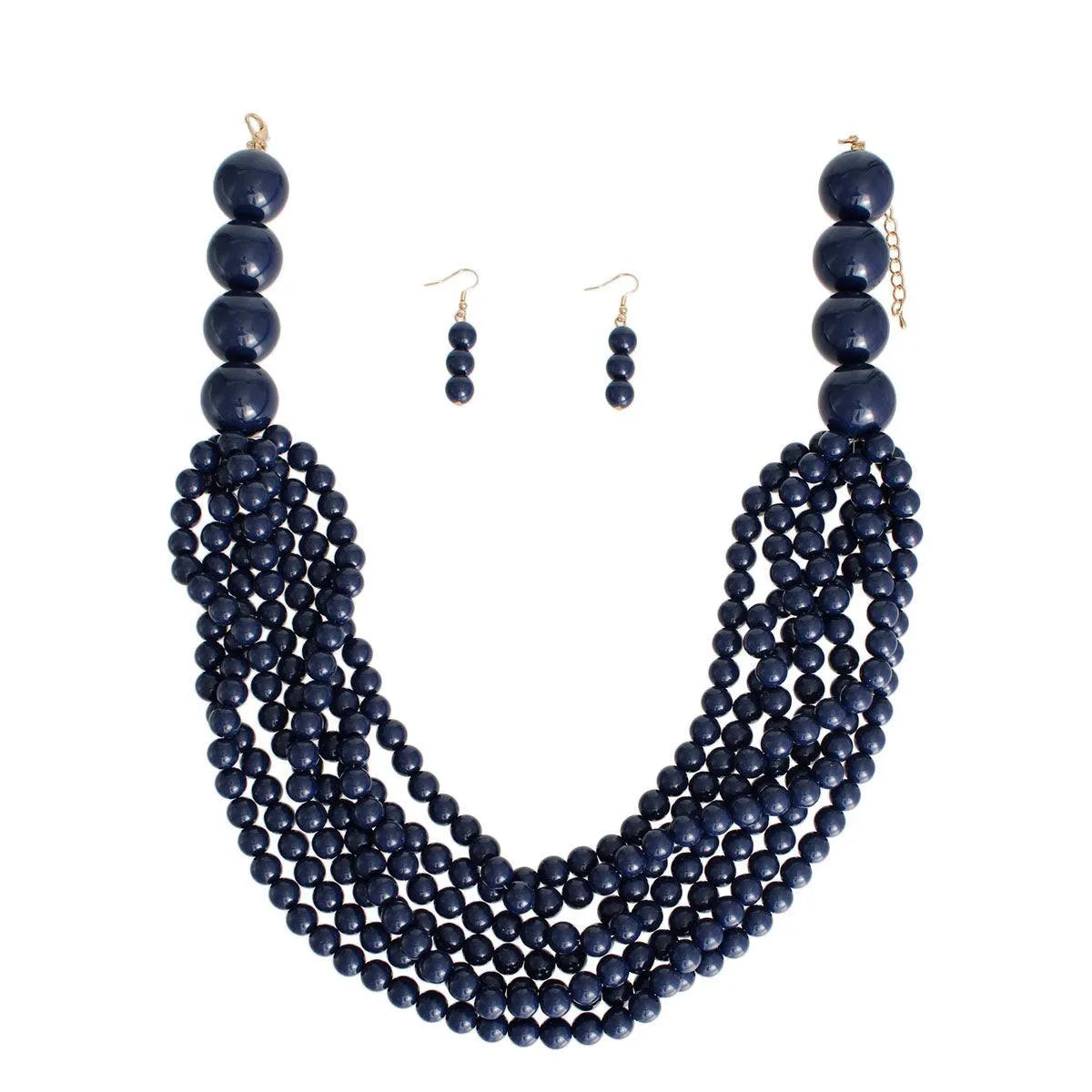 Get Noticed with your Blue Beaded Necklace & Earrings Set Pinktown