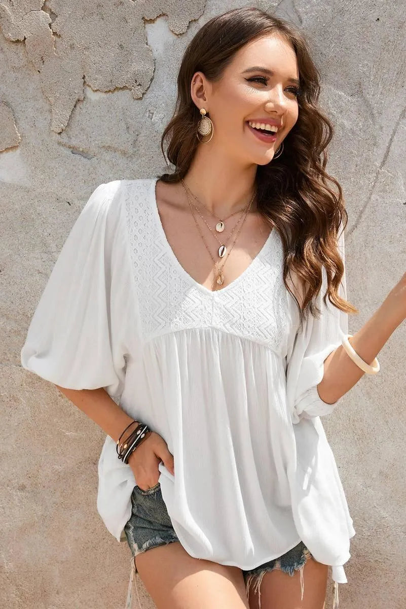 Get the Perfect White Ruffle Summer Blouse - Shop Now! Jewelry Bubble