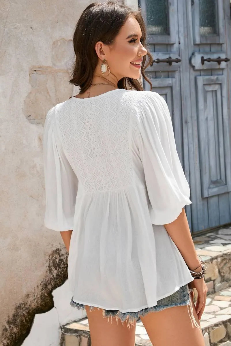 Get the Perfect White Ruffle Summer Blouse - Shop Now! Jewelry Bubble