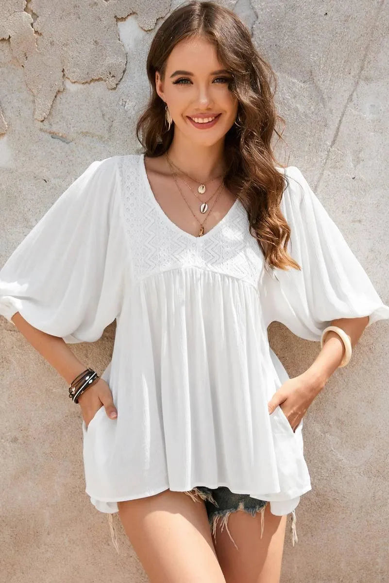 Get the Perfect White Ruffle Summer Blouse - Shop Now! Jewelry Bubble