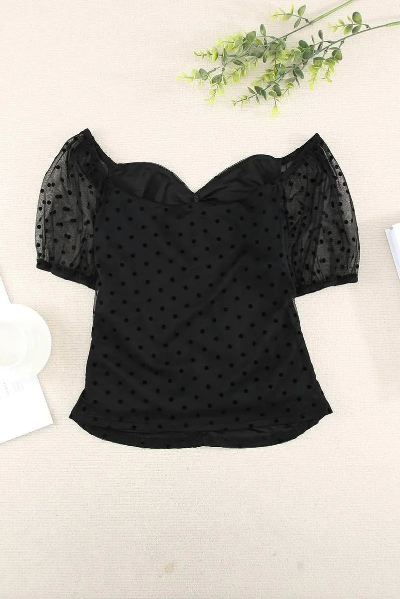 Get the Trendy Dotted Print Ruched Top Today - Order Now! Jewelry Bubble