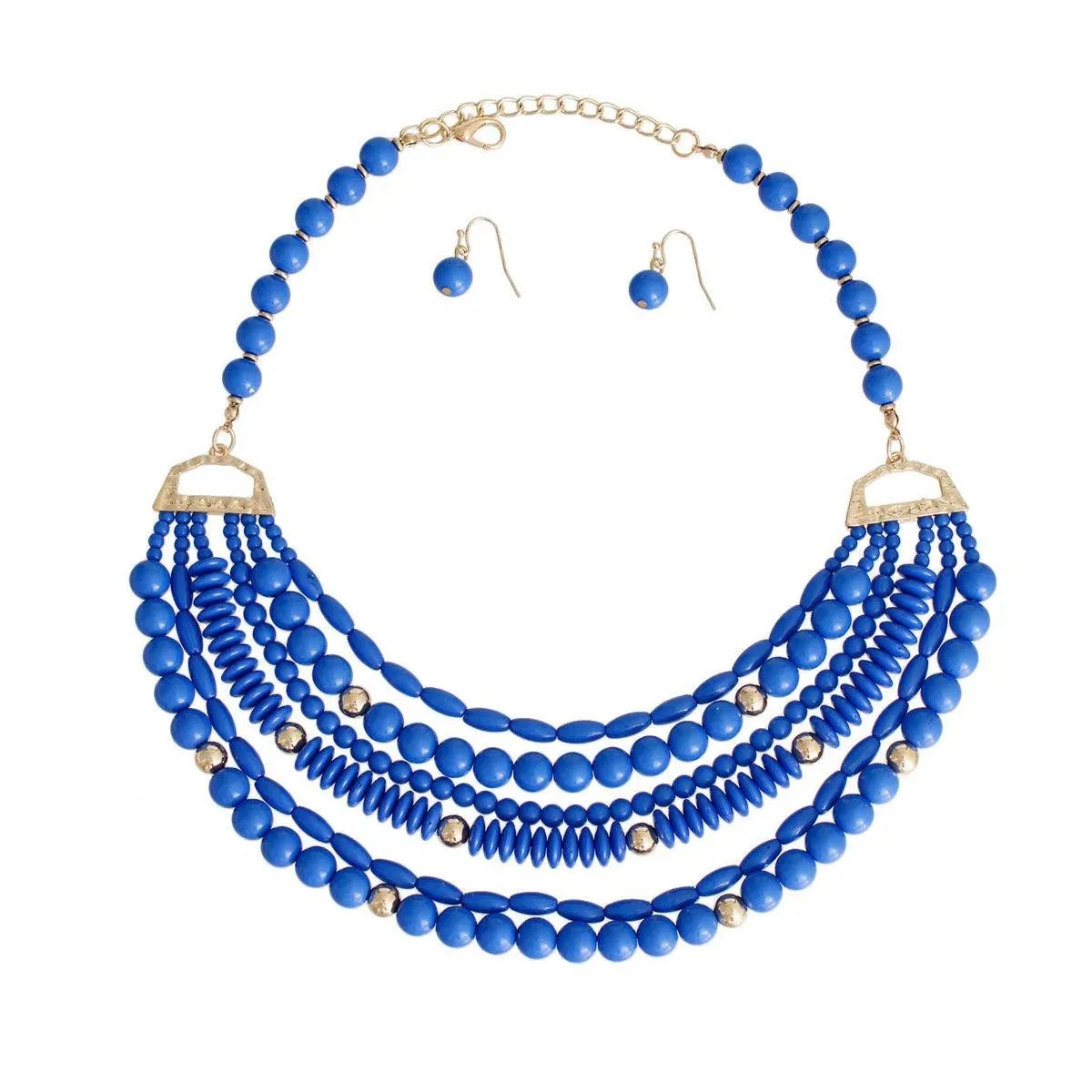 Layered Blue Beaded Necklace Set: Shop Now for a Cool Statement