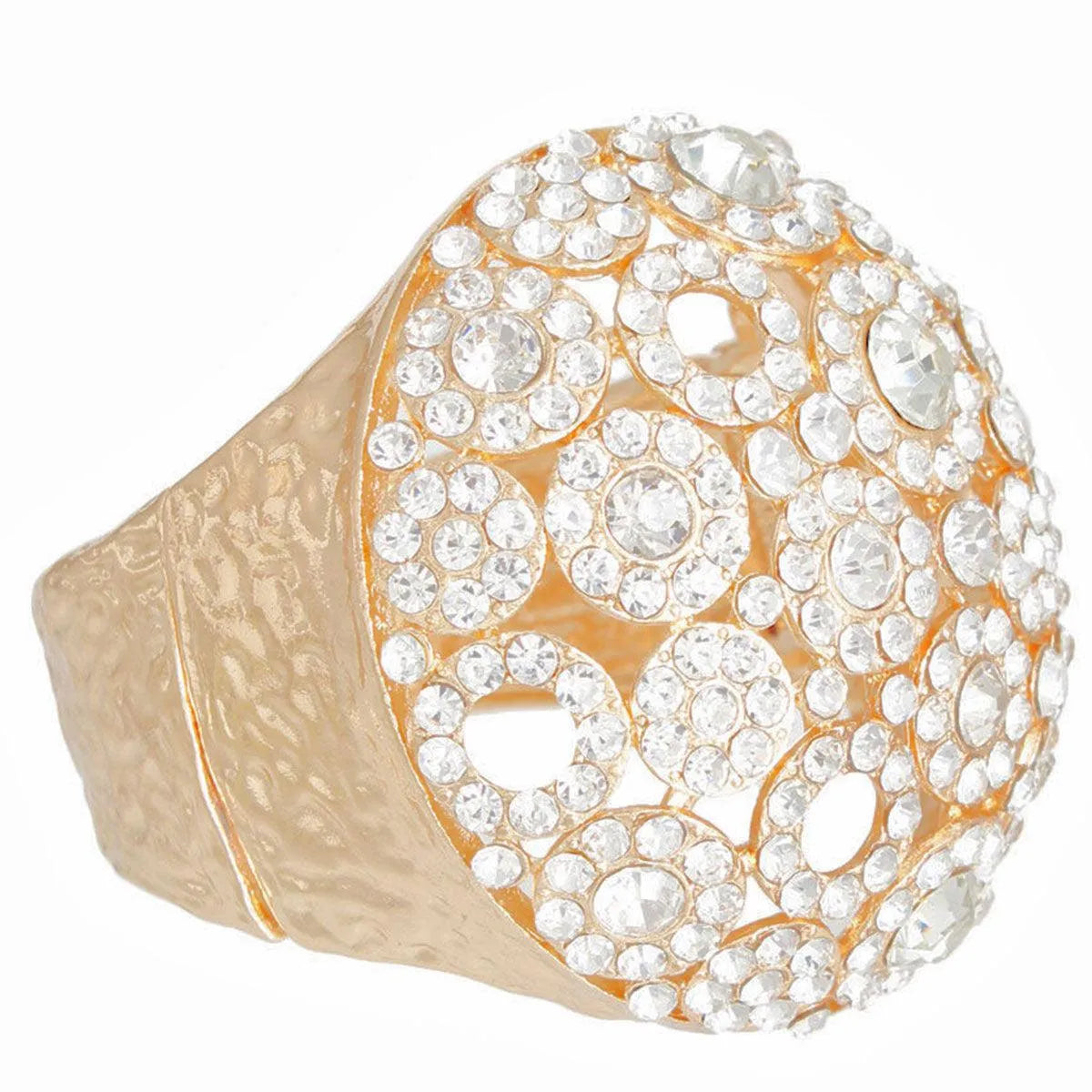 Make a Statement: Must-Have Gold & Clear Chunky Domed Bracelet Pinktown