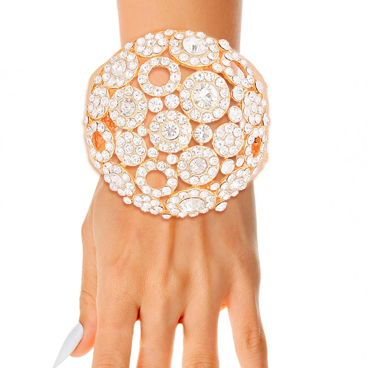 Make a Statement: Must-Have Gold & Clear Chunky Domed Bracelet Pinktown