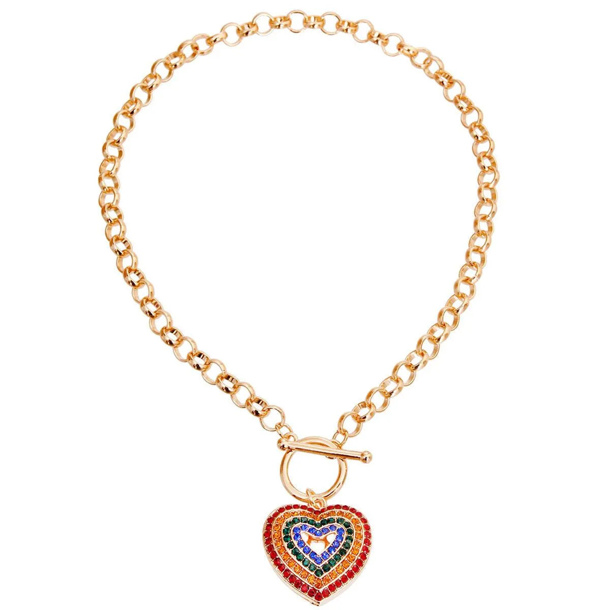 Make a Style Statement: Women's Multicolor Heart Necklace - Embrace Love! Pinktown
